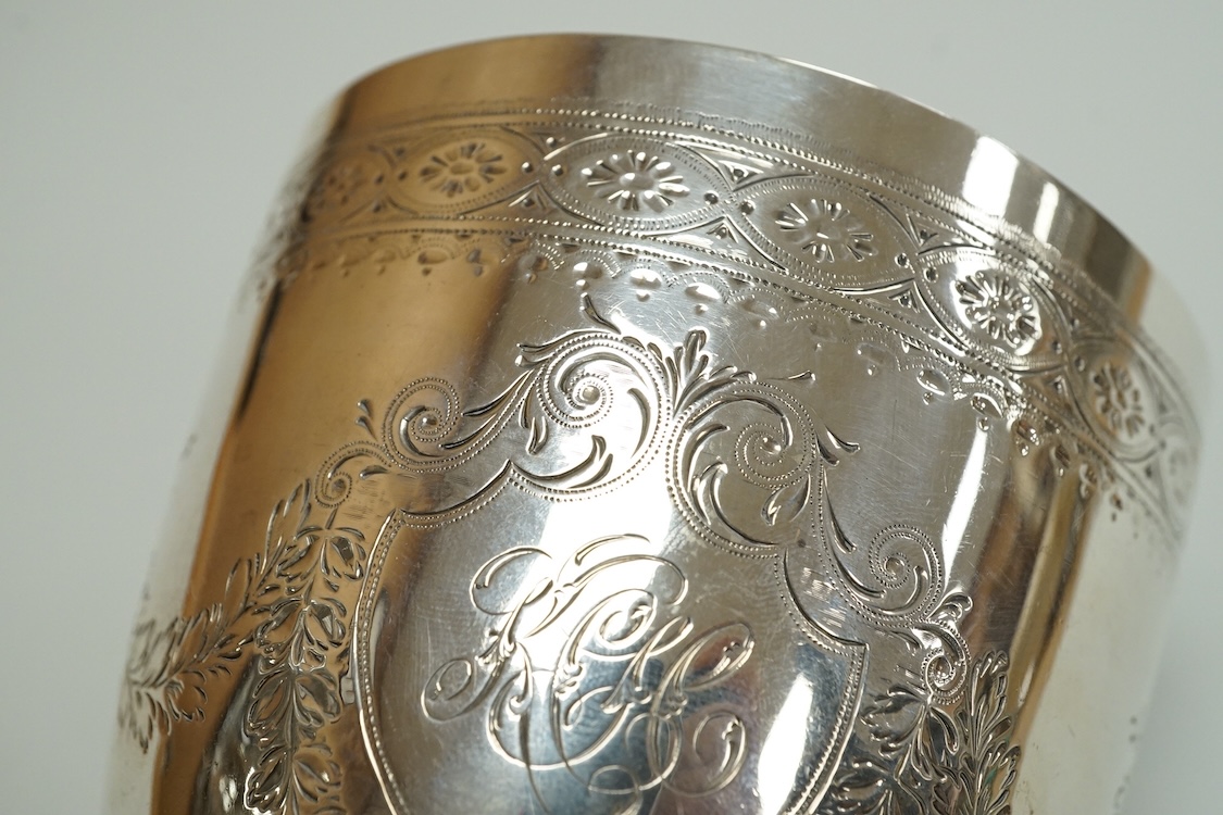 A late Victorian engraved silver bowl, by Henry John Lias, London, 1878, diameter 94mm, 7.9oz.